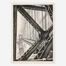 Howard Cook, George Washington Bridge with "B", 1931, lithograph on BFK Rives