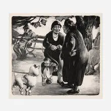 Mabel Dwight, Gossip, New York, 1933, lithograph on BFK Rives