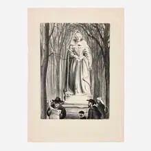 Statue of Marie Medici, Luxembourg by Mabel Dwight, 1931, lithograph on BFK Rives, sold Jul 2024