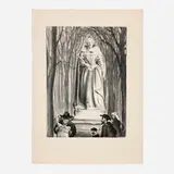 Mabel Dwight, Statue of Marie Medici, Luxembourg, 1931, lithograph on BFK Rives