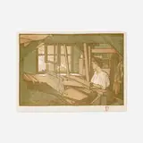 Gustave Baumann, The Rug Weaver (from the In the Hills o’ Brown portfolio), woodcut in colors