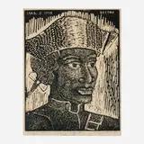 Margaret Taylor-Burroughs, Crispus Attucks - Martyr for Independence, linocut