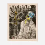 Marc Chagall, Aaron et le chandelier (from La bible series), 1956, etching with hand-coloring on Arches