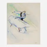 Hilla Rebay, Dancers, watercolor on paper laid to paper board