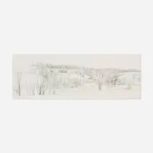 Peter Sculthorpe, Winter Village Landscape, graphite on paper
