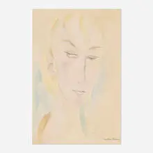 Hilla Rebay, Portrait of a Woman, graphite and watercolor on paper