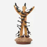 Val Bertoia, Four & Twenty Black Birds Set Before the King (B-1465), 2004-05, carved and painted wood