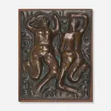 Abbot Lawrence Pattison, Adam and Eve, patinated bronze mounted to wood panel