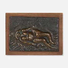 Birth of Venus by Abbot Lawrence Pattison, patinated bronze mounted to wood panel, sold Jun 2024