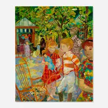 Children in the Park by Emilio Grau Sala, 1967, oil on canvas, sold Jun 2024