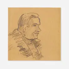George Luks, Sketch of Johnny Queenan, graphite on paper