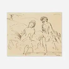 Bathers by Robert Henri, ink on paper, sold Jun 2024