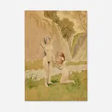 Louis Eilshemius, Untitled (Two Young Women), graphite and watercolor on paper