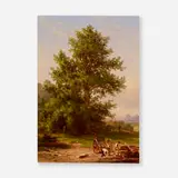 Xanthus Russell Smith, Hauling Wood, oil on paper