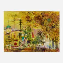 Illinois Town by Francis Chapin, mixed media on paper, sold Jun 2024