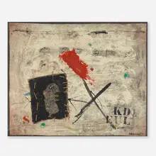 James Coignard, Juxtaposition du milieu sommaire, acrylic, canvas, string, marker and sand on canvas