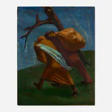 Santos Zingale, Air Raid, Spain, 1937, oil on Masonite
