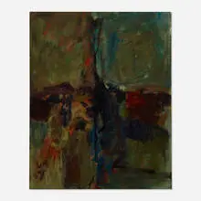 Jerry Pinsler, Landscape, May 18, 1961, oil on canvas laid to board
