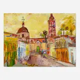 Francis Chapin, Town Square with Church and Palm Trees