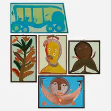 Mose Tolliver, Five works, paint on wood