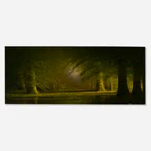 Harvey Joiner, Forest Landscape, oil on board, original gilt frame encased in vitrine