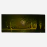 Harvey Joiner, Forest Landscape, oil on board, original gilt frame encased in vitrine