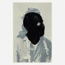 Adam Helms, Untitled Portrait (Little Bighorn) (double-sided), 2007, screenprint on vellum