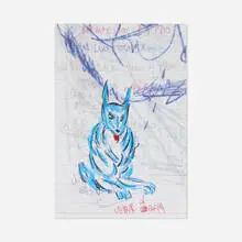 Untitled by Marcel Dzama and Oscar Murillo, 2016, acrylic, crayon and inkjet on paper, sold May 2025
