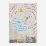 Marcel Dzama and Oscar Murillo, Untitled, 2016, crayon and acrylic on newsprint