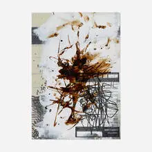 Untitled by Oscar Murillo, 2016, oil, oil stick, acrylic and inkjet on paper, sold May 2025