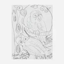 Ann Craven, Study for Sunset Snowy Owls, 2021, graphite on paper