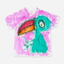 Katherine Bernhardt, Untitled (T-shirt), 2019, dye and puffy paint on cotton t-shirt