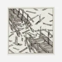 Andrew Schoultz, Broken Bridge, 2011, ink and acrylic on paper