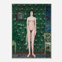 Dennis Nechvatal, Large Nude, 1979-1980, oil on canvas in artist's frame
