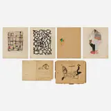 Ibram Lassaw, Six works, 1937-1949, graphite on paper; graphite and colored pencil on paper; graphite; colored pencil and oil pastel on paper; oil pastel on paper