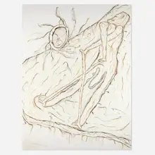Peter Bömmels, Der Wengergreis, 1983, oil and human hair on canvas