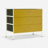 Steelframe cabinet, model 4012 by George Nelson & Associates, lacquered wood, enameled steel, laminate, chrome-plated metal, sold May 2025