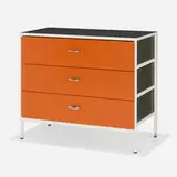 Steelframe cabinet, model 4012 by George Nelson & Associates, lacquered wood, enameled steel, laminate, chrome-plated metal, sold May 2025