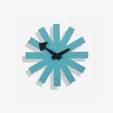 Asterisk wall clock, model 2213 by George Nelson & Associates, c. 1953, brass, enameled aluminum, birch, sold May 2025