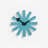 Asterisk wall clock, model 2213 by George Nelson & Associates, c. 1953, brass, enameled aluminum, birch, sold May 2025