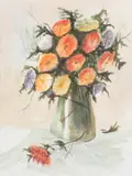 Sue Martinez, Flowers in Vase, Watercolor on paper