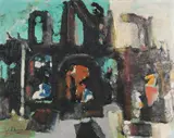 I. Lehrman, Abstract, Oil on board