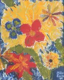 Mike Smith, Red and Yellow Flowers, Oil on board