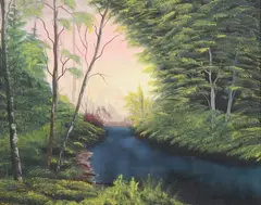 Forest and Stream by B. Boley, Oil on canvas, offered Jul 2007