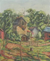 A.R. Abrams, MEMORIAL DAY ON THE FARM, intialed lower left, Oil on canvas