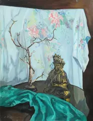 E.C. Rudolph, Statue and Branches, Oil on canvas
