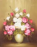 Cannon, Pink and White Flowers, Oil on canvas