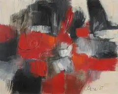 Arons, Abstract in Red, Oil on canvas