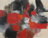 Arons, Abstract in Red, Oil on canvas