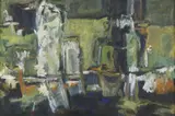 Huff, Abstract in Blues and Green, Oil on canvas